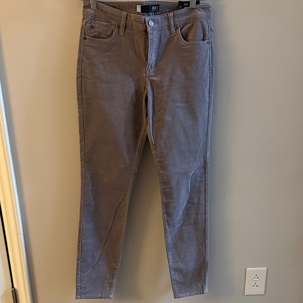 Kut from the Kloth Women's High Rise Diana Fab Ab Skinny Corduroy Jeans Grey
